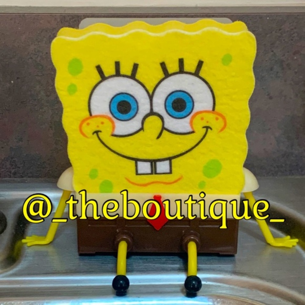 Sponge Bob Sponge Holder With Sponge Bob Graphic Sponge and Plastic Plate NEW!